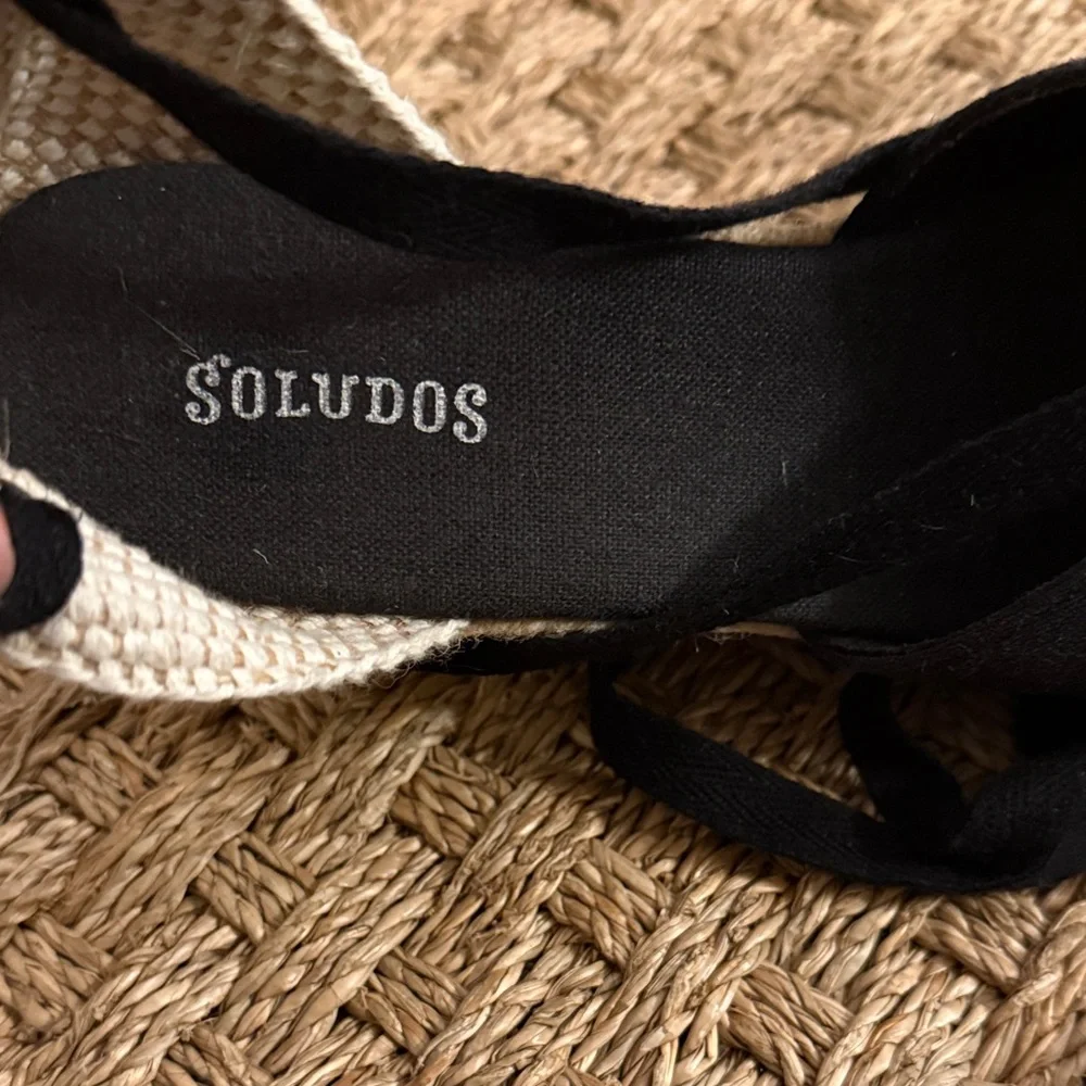 Soludos Black Espadrille Wedge Shoes - Picture 7 of 13